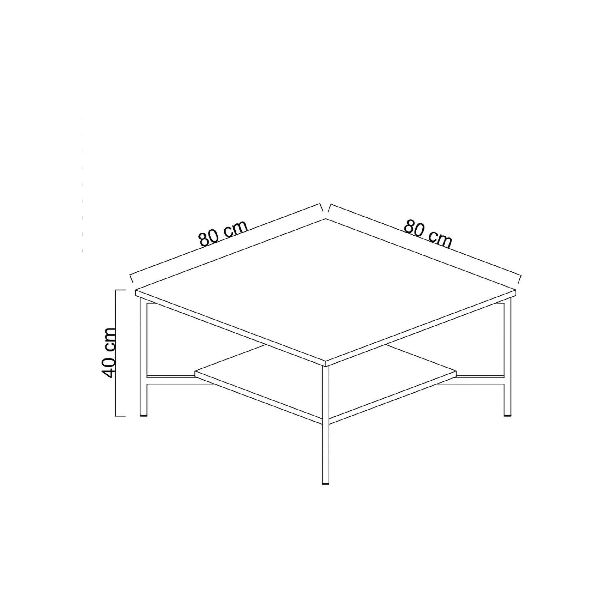 Tavolino da salotto Mia, 80x80h40 cm, Bianco e Nero<Dmora New