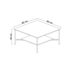 Tavolino da salotto Mia, 80x80h40 cm, Bianco e Nero<Dmora Clearance