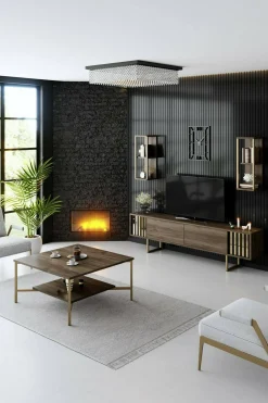 Tavolino da salotto Mia, 80x80h40 cm, Noce e Nero<Dmora Fashion