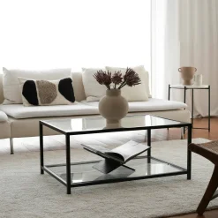 Tavolino da salotto Mina, 90x60h40 cm, Tortora e Nero<Dmora Flash Sale