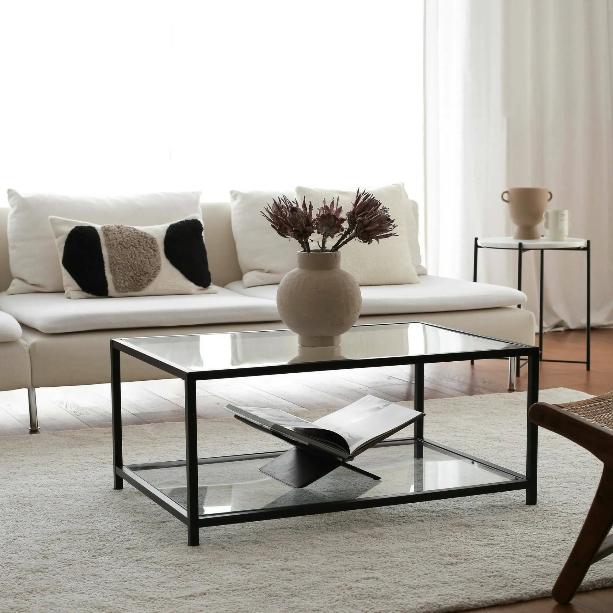 Tavolino da salotto Mina, 90x60h40 cm, Tortora e Nero<Dmora Flash Sale