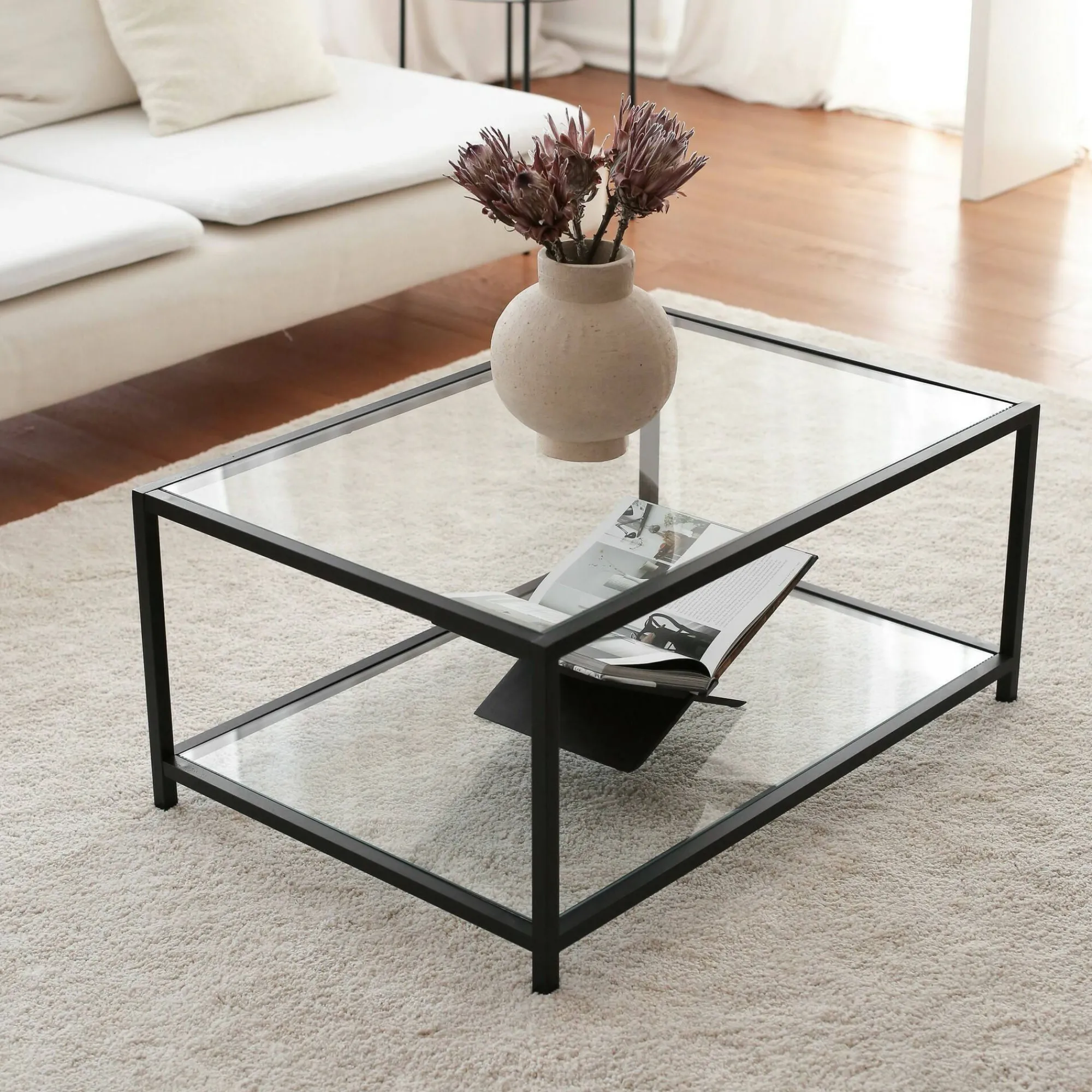 Tavolino da salotto Mina, 90x60h40 cm, Tortora e Nero<Dmora Flash Sale