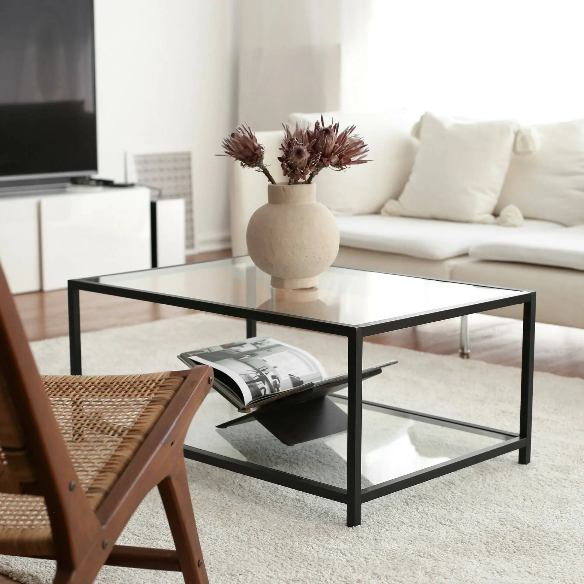Tavolino da salotto Mina, 90x60h40 cm, Tortora e Nero<Dmora Flash Sale