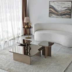 Tavolino da salotto Nuummite, 80x80h40 cm, Tortora e Fumè<Dmora Best Sale