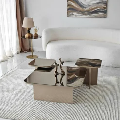 Tavolino da salotto Nuummite, 80x80h40 cm, Tortora e Fumè<Dmora Best Sale