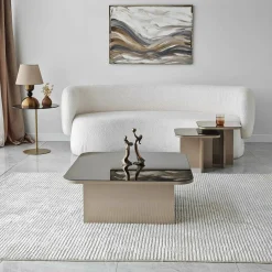 Tavolino da salotto Nuummite, 80x80h40 cm, Tortora e Fumè<Dmora Best Sale