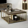 Tavolino da salotto Raiden, 90x90h40 cm, Noce e Oro<Dmora Outlet