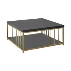 Tavolino da salotto Raiden, 90x90h40 cm, Antracite e Oro<Dmora Best