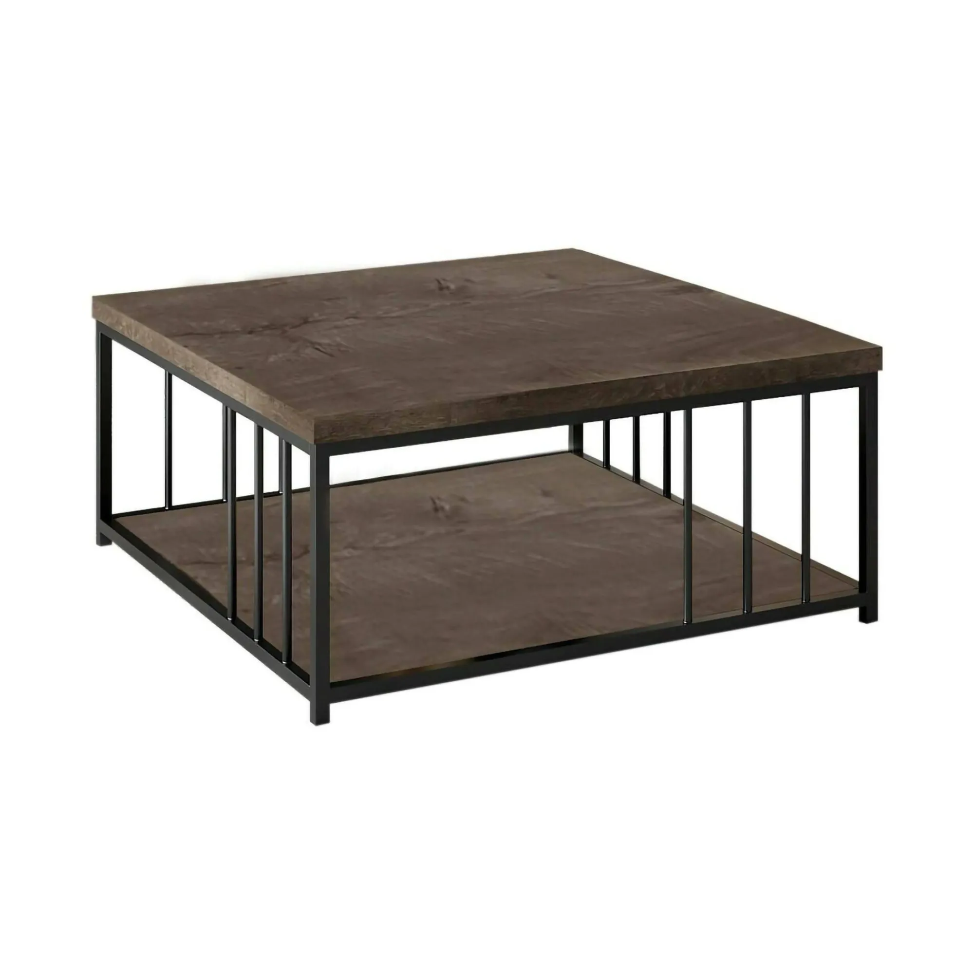 Tavolino da salotto Raiden, 90x90h40 cm, Noce e Nero<Dmora Outlet