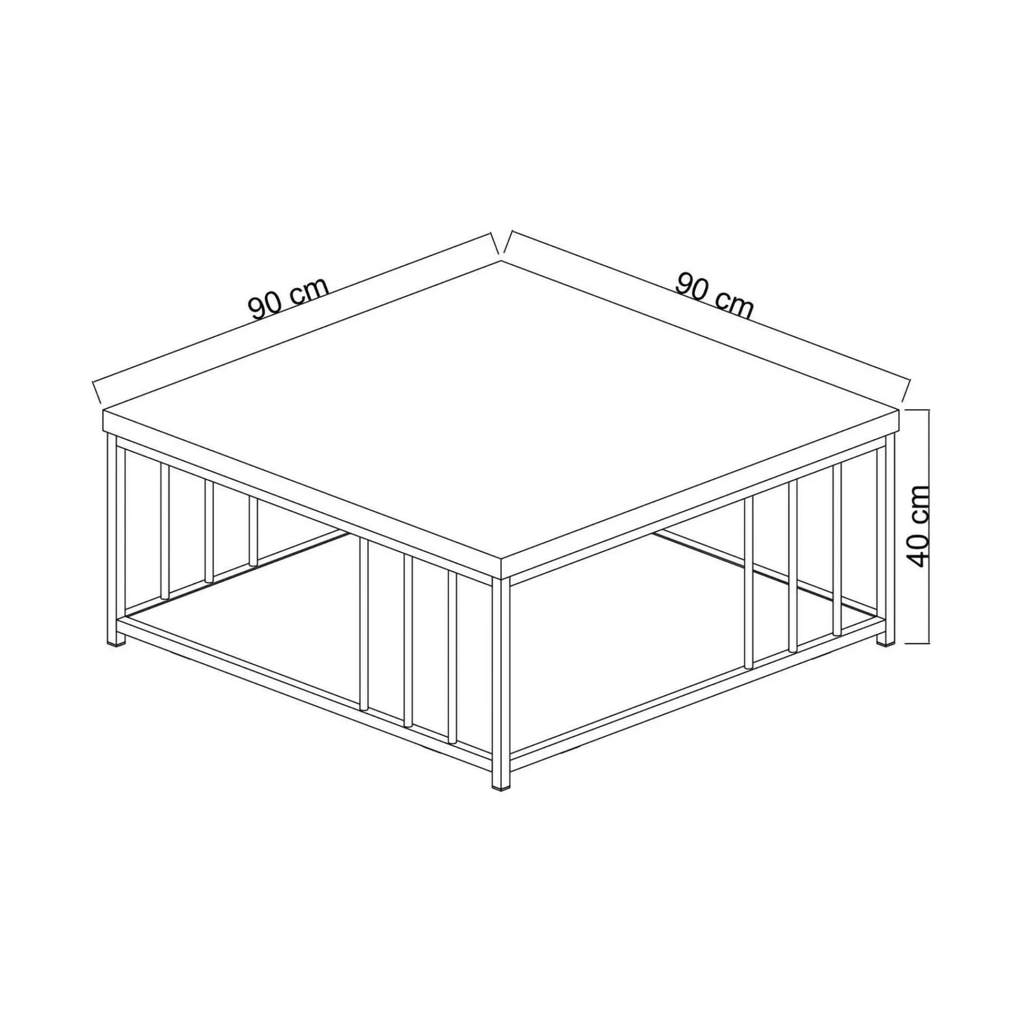 Tavolino da salotto Raiden, 90x90h40 cm, Noce e Oro<Dmora Outlet
