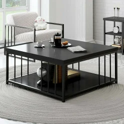 Tavolino da salotto Raiden, 90x90h40 cm, Antracite e Nero<Dmora Best Sale