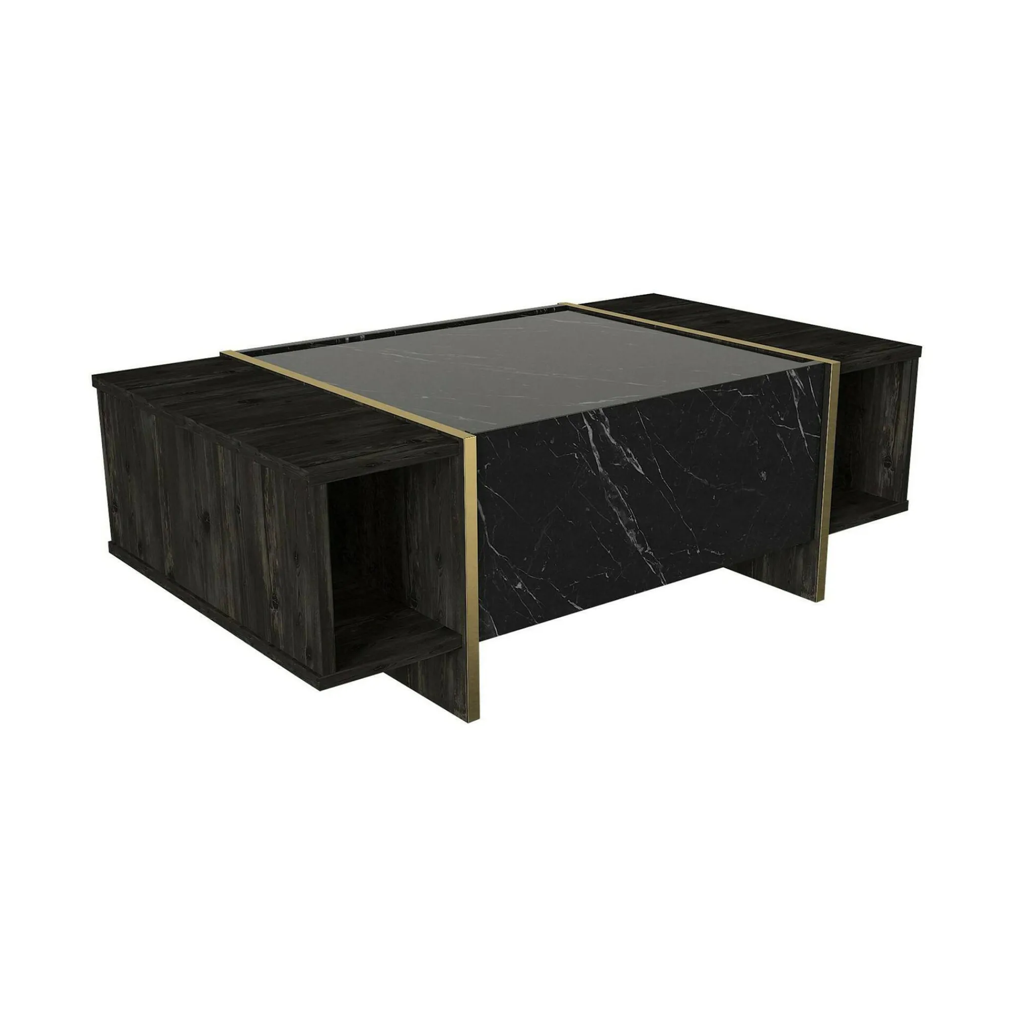 Tavolino da salotto Salvador, 104x60h37 cm, Nero e Oro<Dmora Store