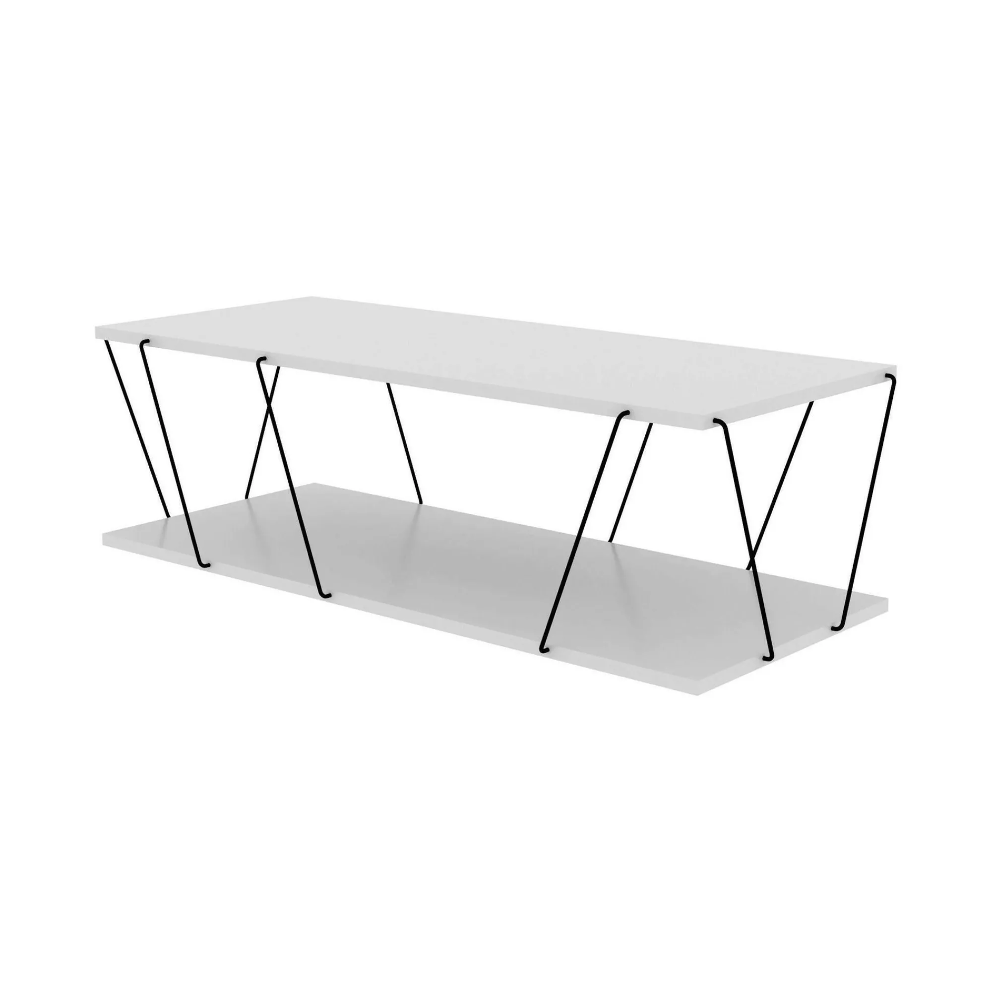 Tavolino da salotto Sarika, 120x50h30 cm, Bianco e Nero<Dmora Store