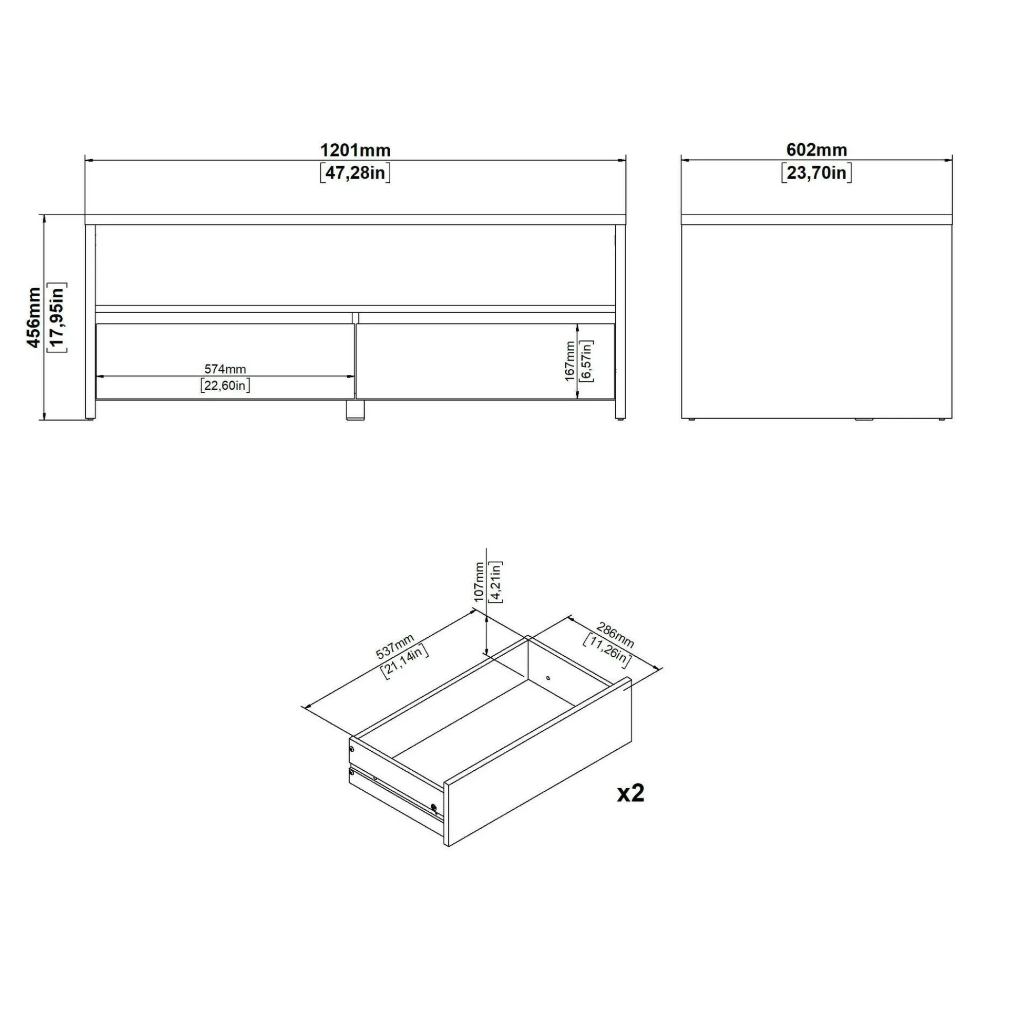 Tavolino da salotto Shote, 60x120 h46 cm, Rovere e Bianco<Dmora Best Sale