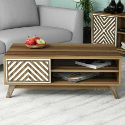 Tavolino da salotto Triaria, 105x60h38 cm, Noce e Bianco<Dmora Discount