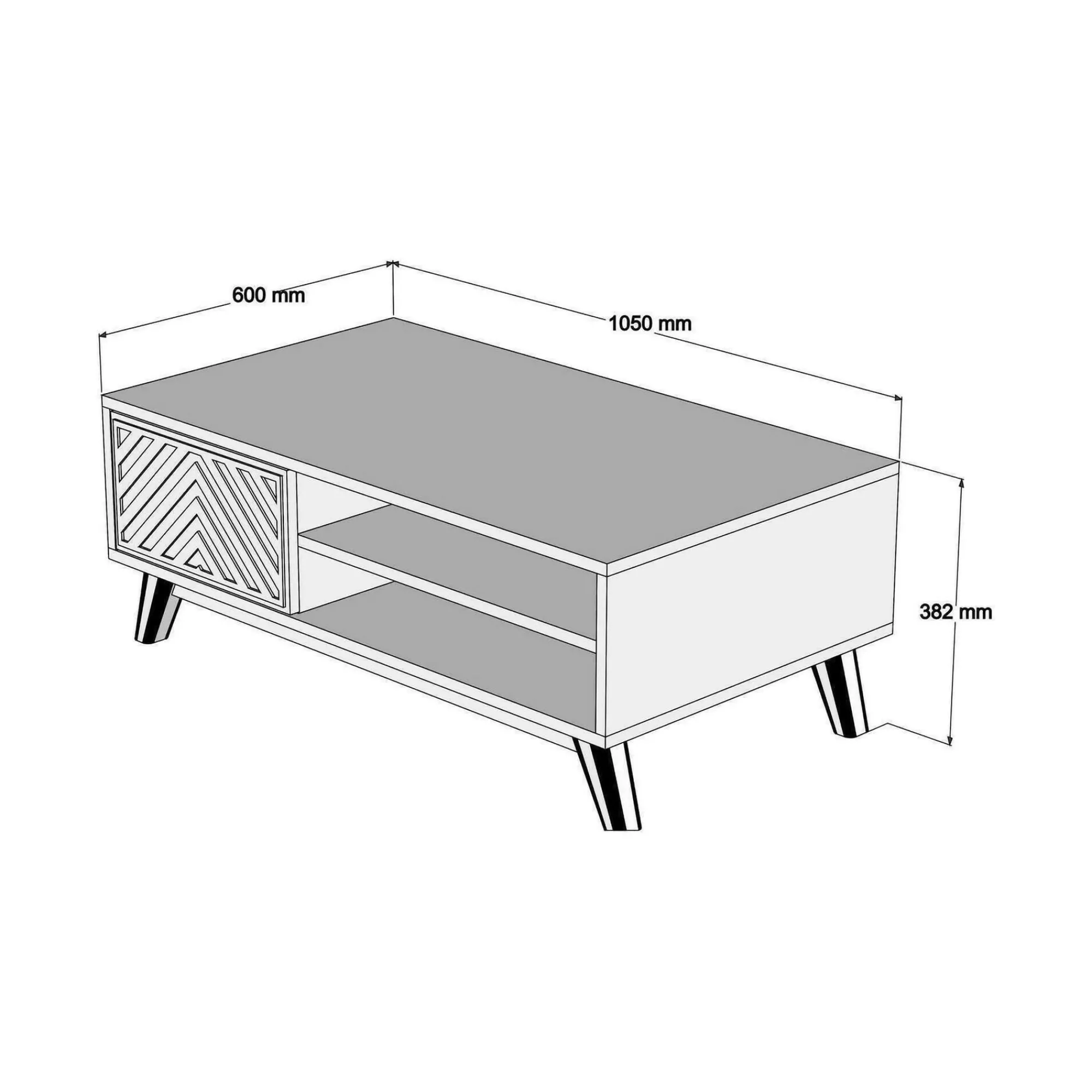 Tavolino da salotto Triaria, 105x60h38 cm, Noce e Bianco<Dmora Discount