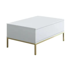 Tavolino da salotto Vespero, 90x60h40 cm, Bianco e Oro<Dmora Fashion