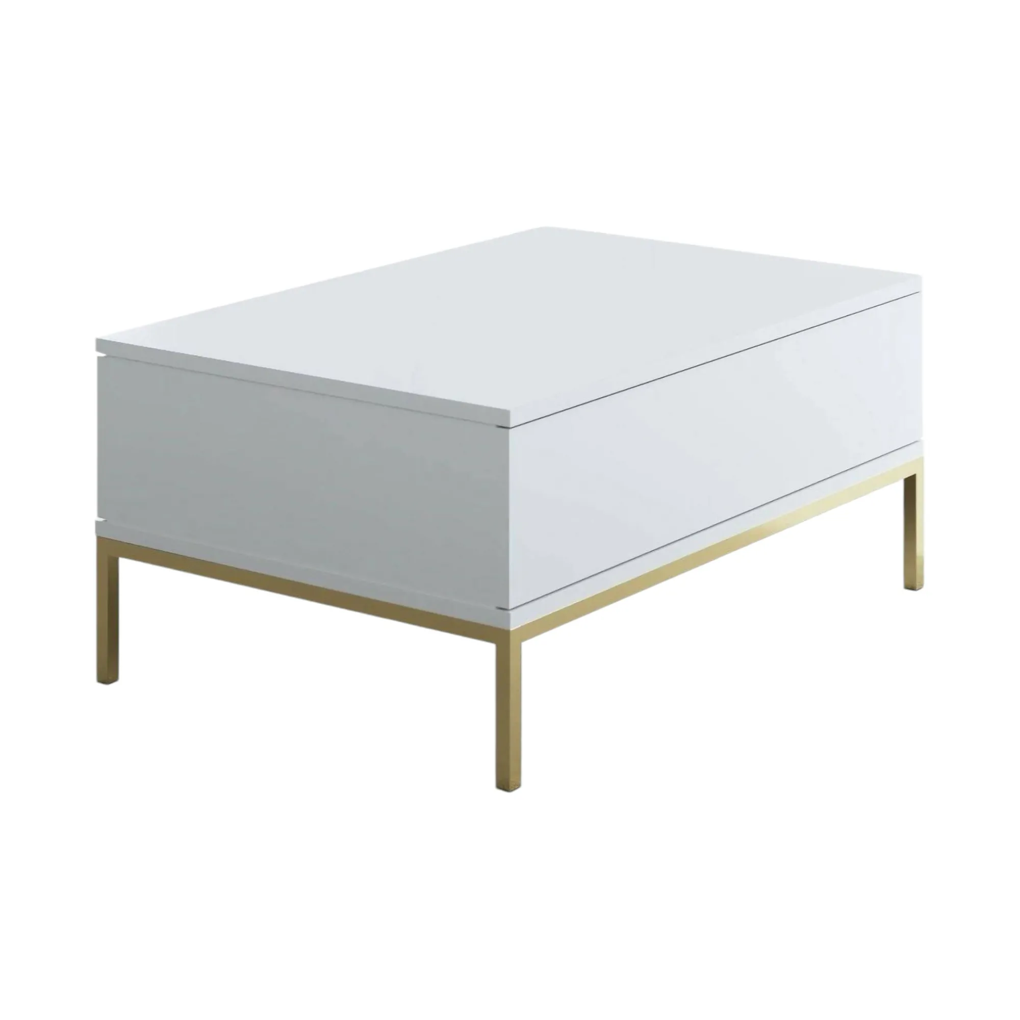 Tavolino da salotto Vespero, 90x60h40 cm, Bianco e Oro<Dmora Fashion
