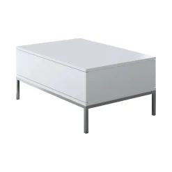 Tavolino da salotto Vespero, 90x60h40 cm, Bianco e Argento<Dmora Best