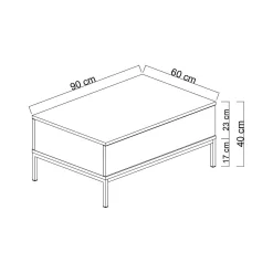 Tavolino da salotto Vespero, 90x60h40 cm, Bianco e Argento<Dmora Best