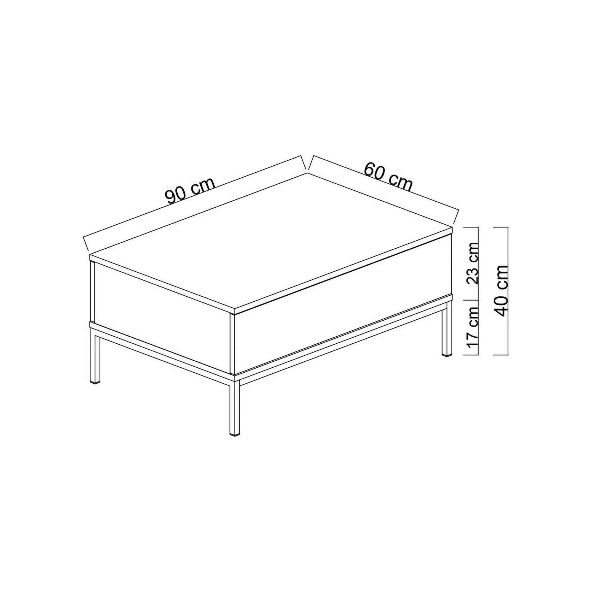 Tavolino da salotto Vespero, 90x60h40 cm, Antracite e Nero<Dmora Discount
