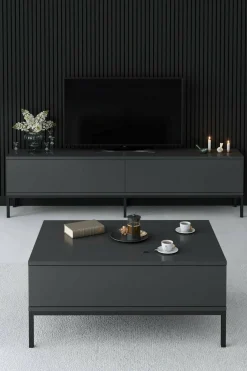 Tavolino da salotto Vespero, 90x60h40 cm, Antracite e Nero<Dmora Discount