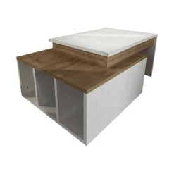 Tavolino da salotto Virgile, 90x60h37 cm, Bianco e Noce<Dmora Outlet