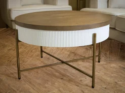 Tavolino da salotto Yakoi, Bianco e Marrone, 80x80 h48 cm<Dmora Hot