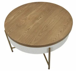 Tavolino da salotto Yakoi, Bianco e Marrone, 80x80 h48 cm<Dmora Hot