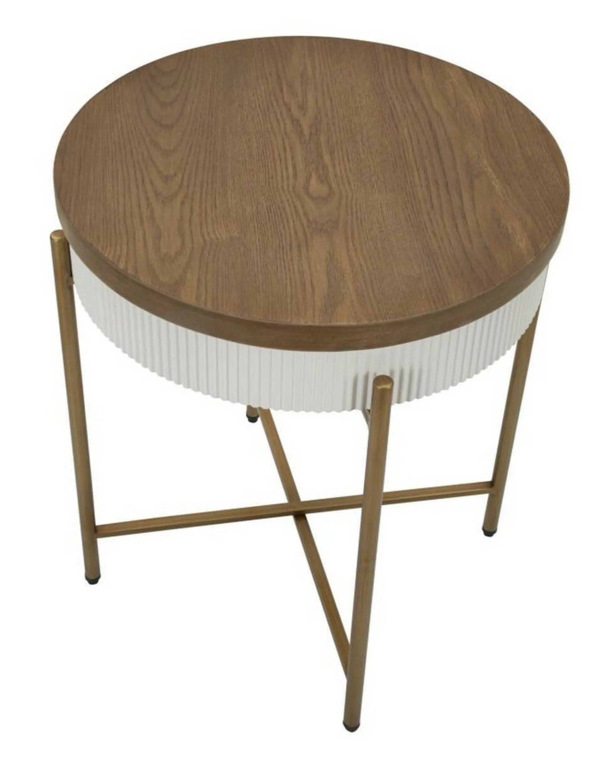 Tavolino da salotto Yakoi, Bianco e Marrone, 55x55 h61 cm<Dmora Sale