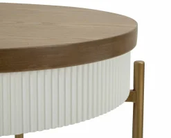 Tavolino da salotto Yakoi, Bianco e Marrone, 55x55 h61 cm<Dmora Sale