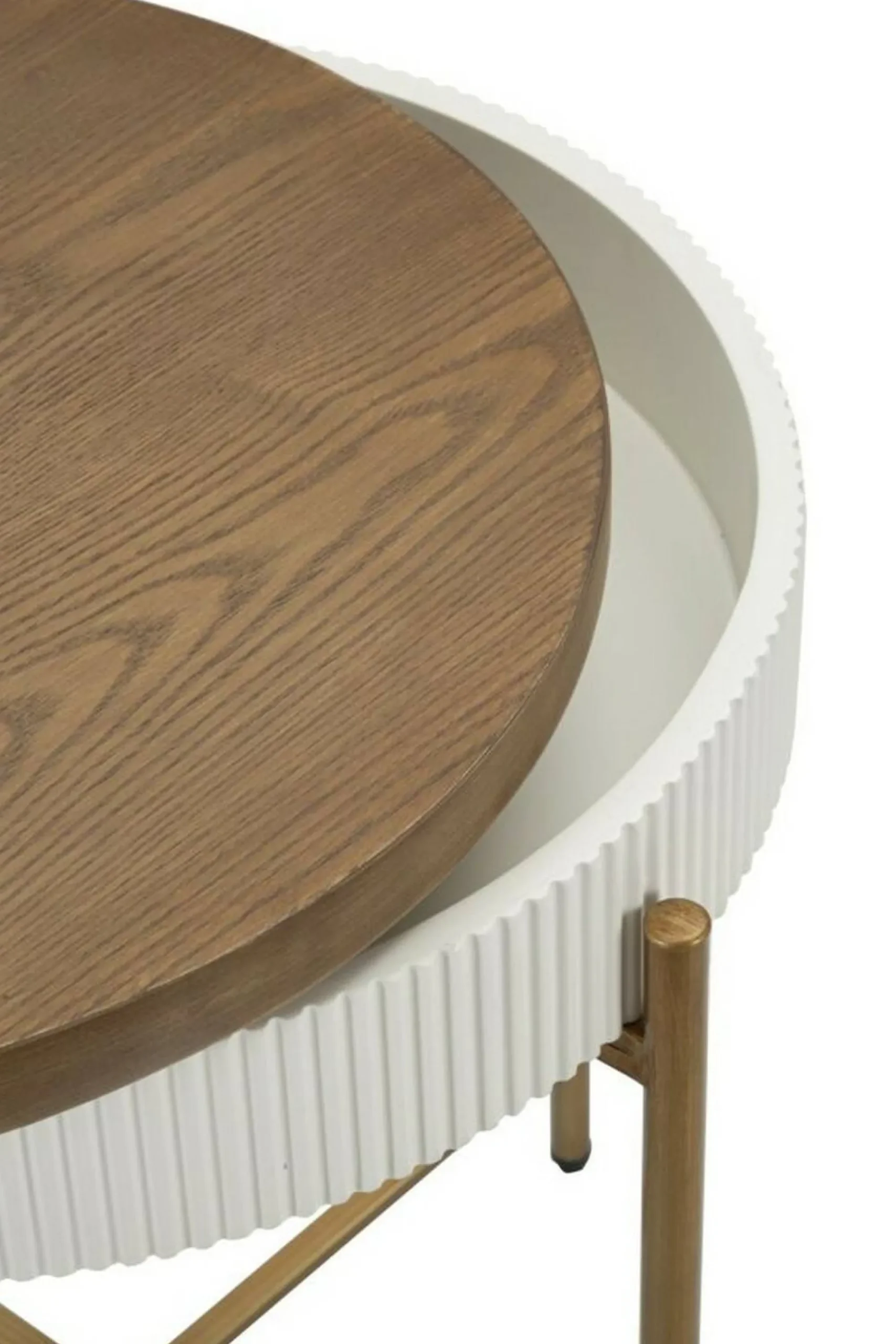 Tavolino da salotto Yakoi, Bianco e Marrone, 55x55 h61 cm<Dmora Sale