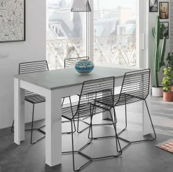 Tavolo allungabile Abudula, 140/190x90h78 cm, Cemento e Bianco<Dmora Sale