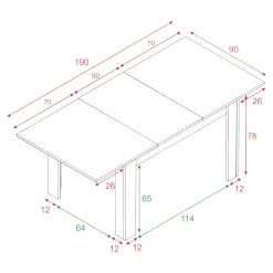 Tavolo allungabile Abudula, 140/190x90h78 cm,<Dmora Store