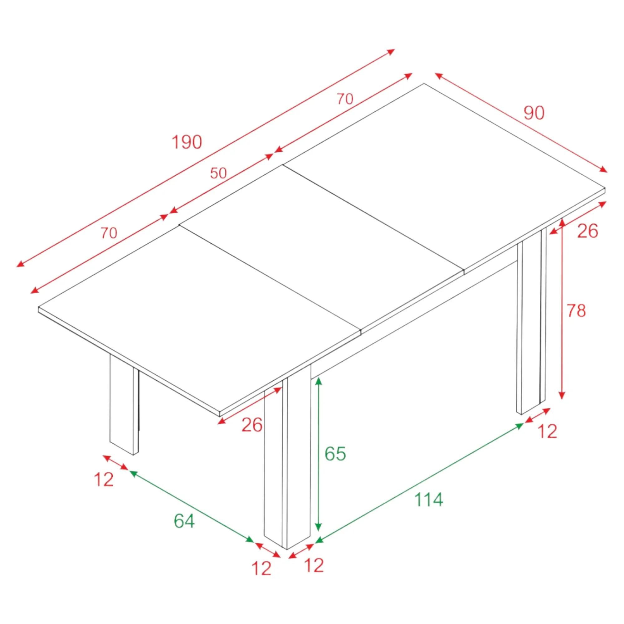 Tavolo allungabile Abudula, 140/190x90h78 cm,<Dmora Store