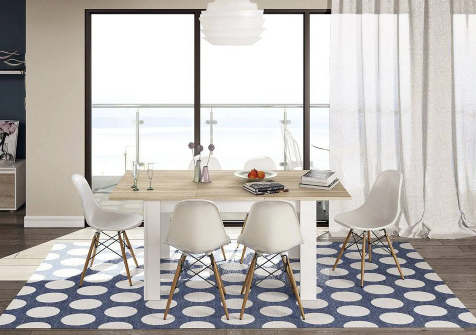 Tavolo allungabile Abudula, 140/190x90h78 cm, Rovere e Bianco<Dmora Cheap