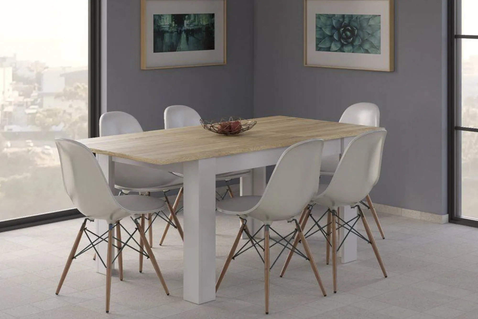 Tavolo allungabile Abudula, 140/190x90h78 cm, Rovere e Bianco<Dmora Cheap