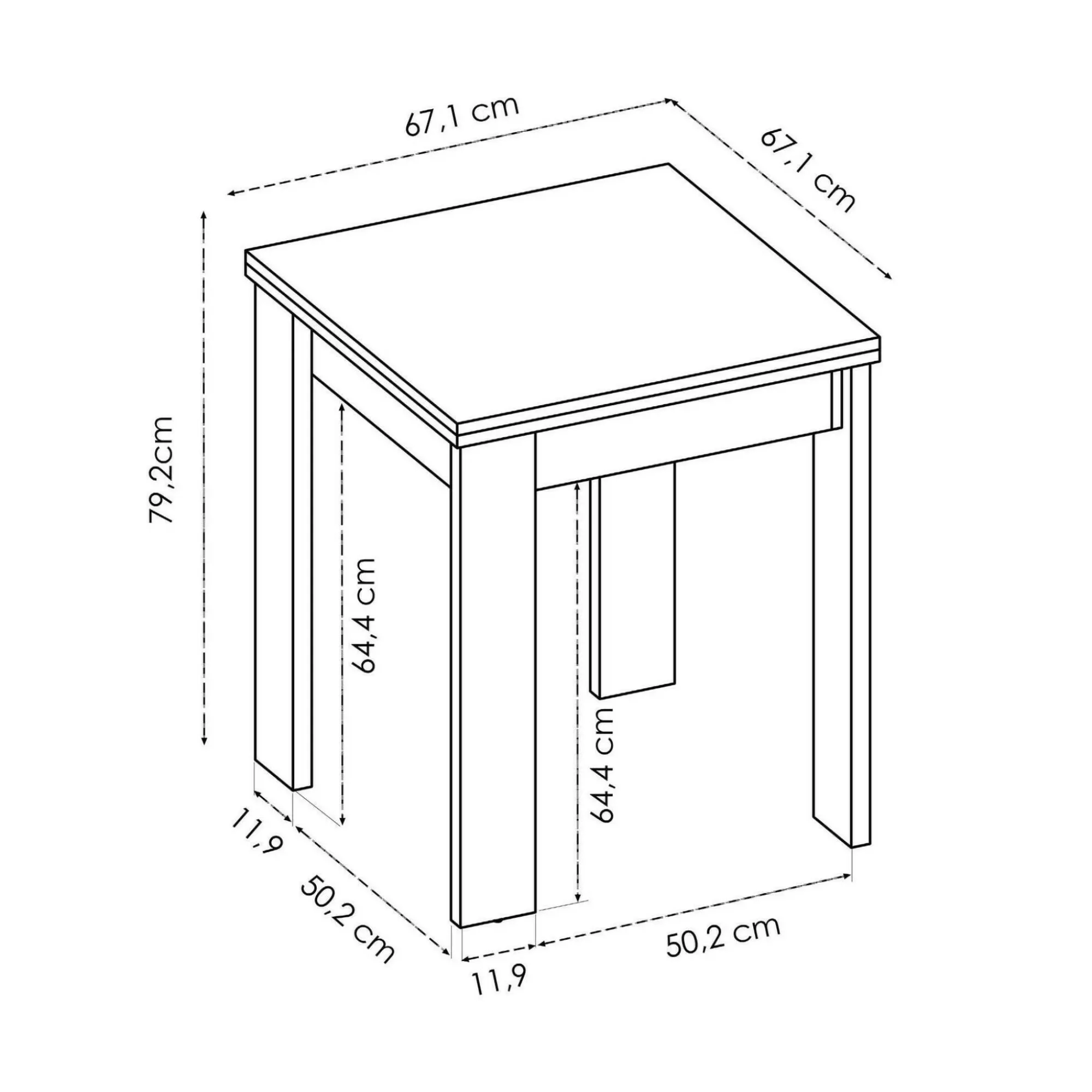 Tavolo allungabile Alamaro, 79/134x67h79 cm,<Dmora Cheap