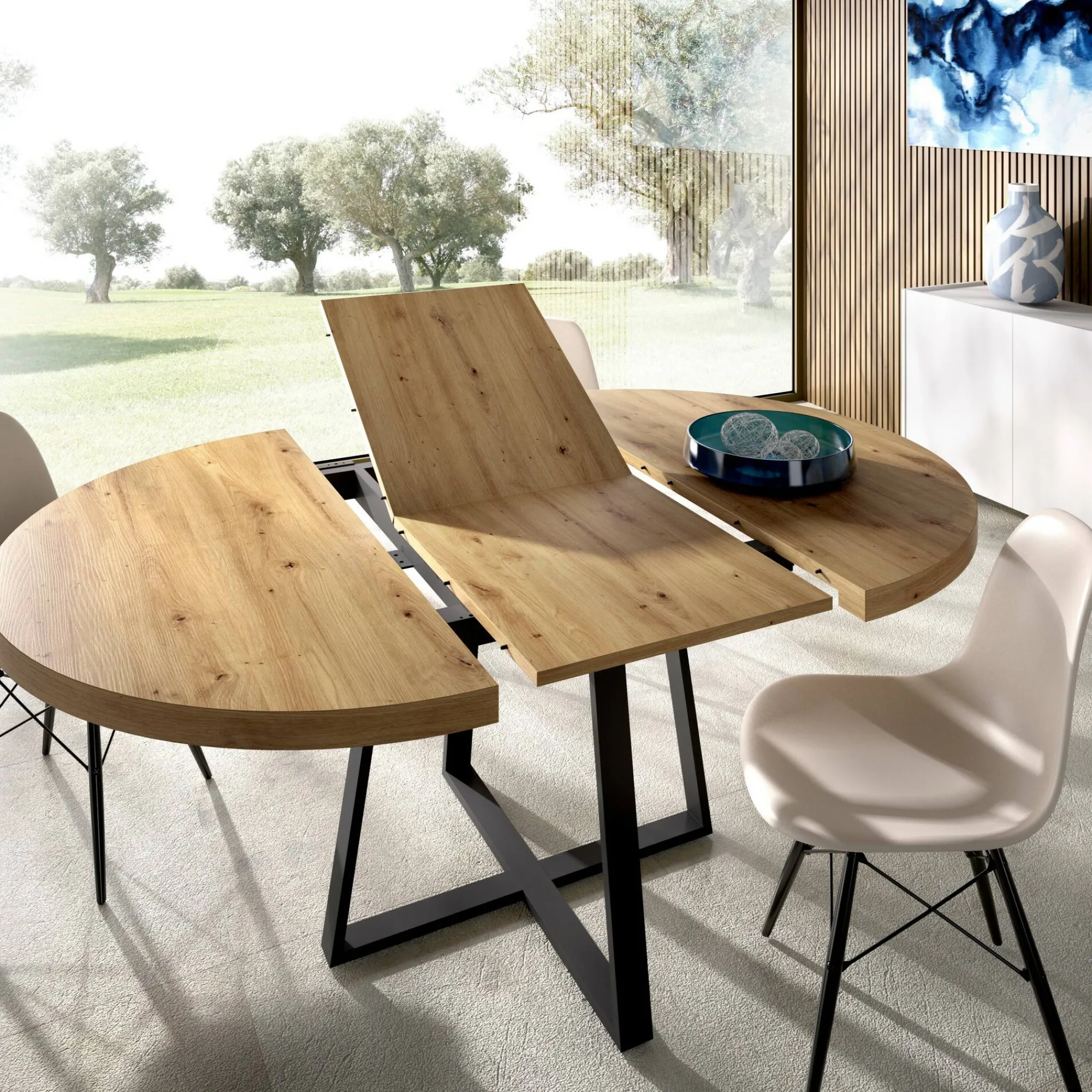 Tavolo allungabile Andia, 110/158x110h77 cm,<Dmora Outlet