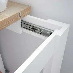 Tavolo allungabile Aratro, 67x67/135h79 cm, Bianco e Rovere<Dmora Clearance