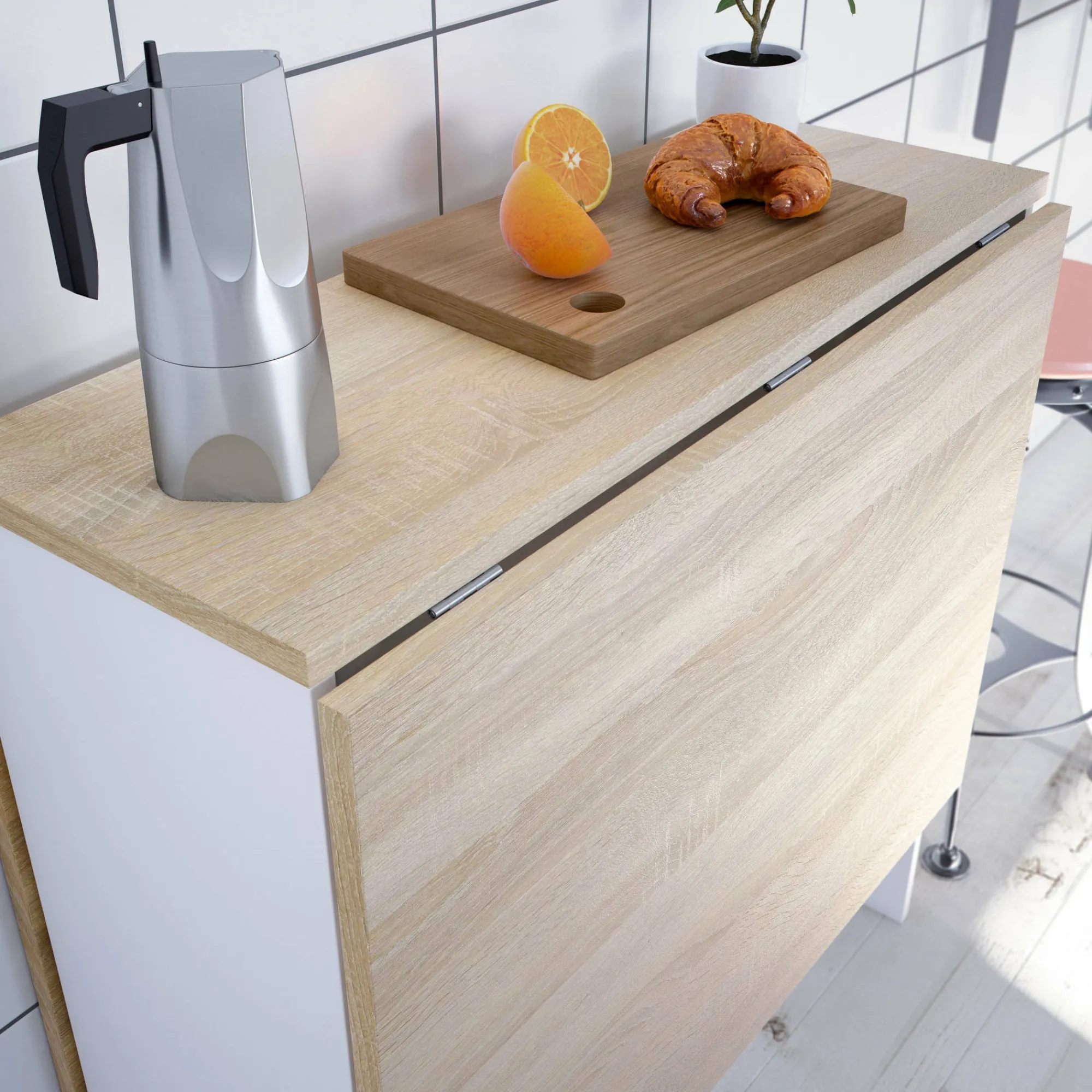 Tavolo allungabile Arid, 31x77h78 cm, Bianco e Rovere<Dmora Hot