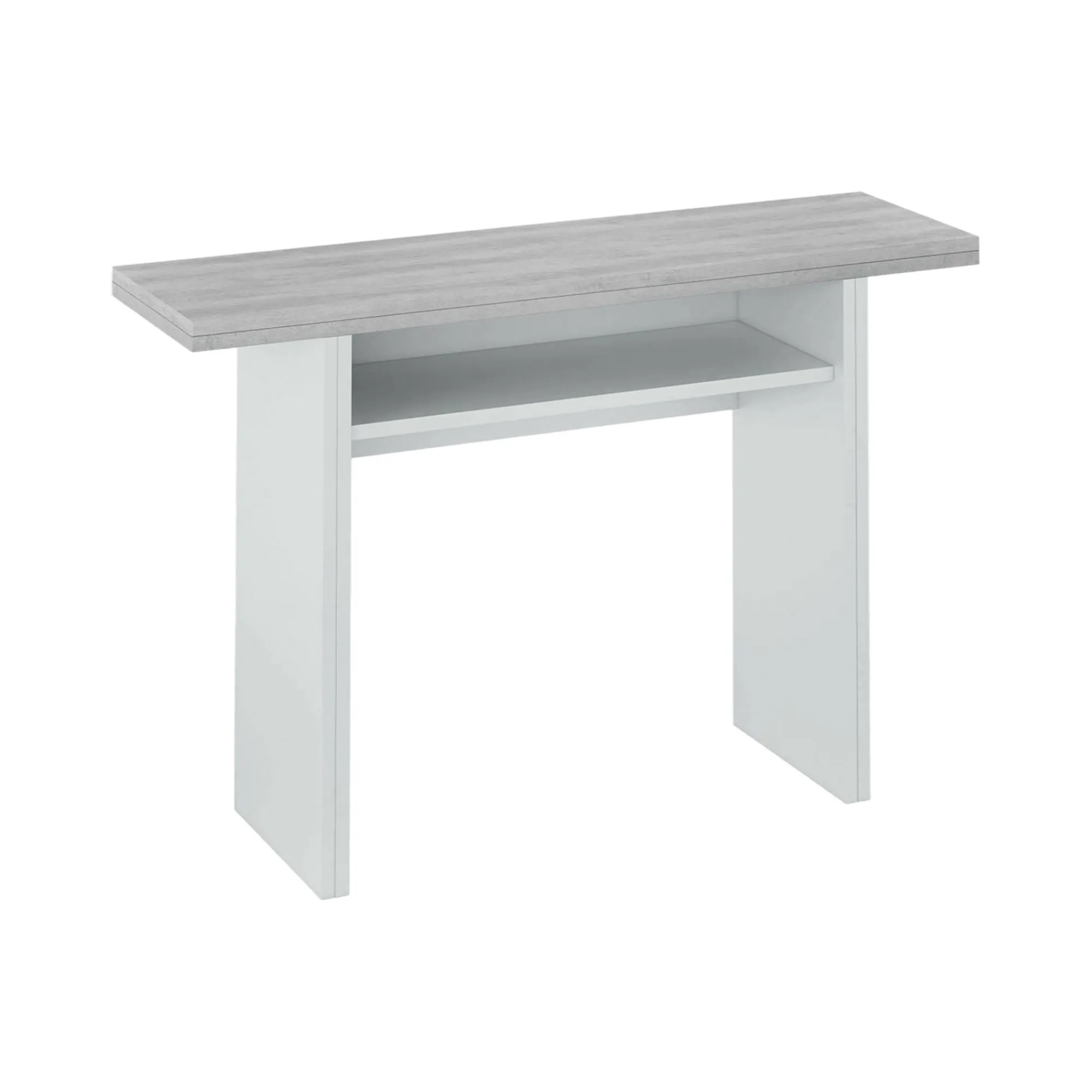Tavolo allungabile Arila, 120x35h77 cm, Bianco e Cemento<Dmora Hot