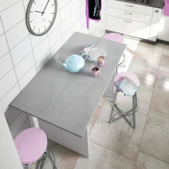 Tavolo allungabile Arila, 120x35h77 cm, Bianco e Cemento<Dmora Hot