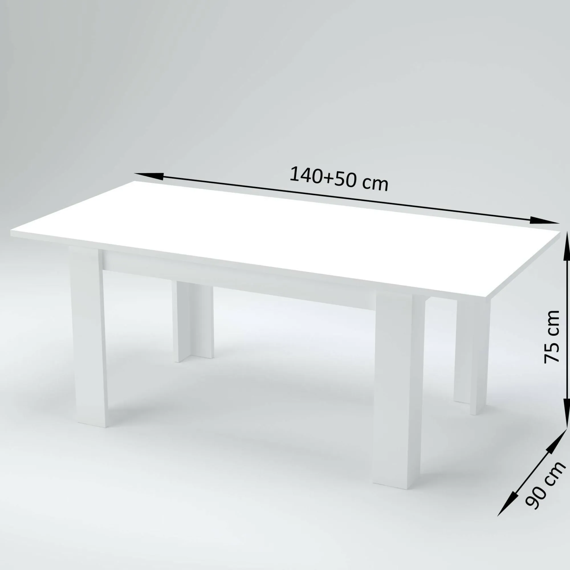 Tavolo allungabile Arizon, cm 140/190x90h75, Marmo<Dmora New