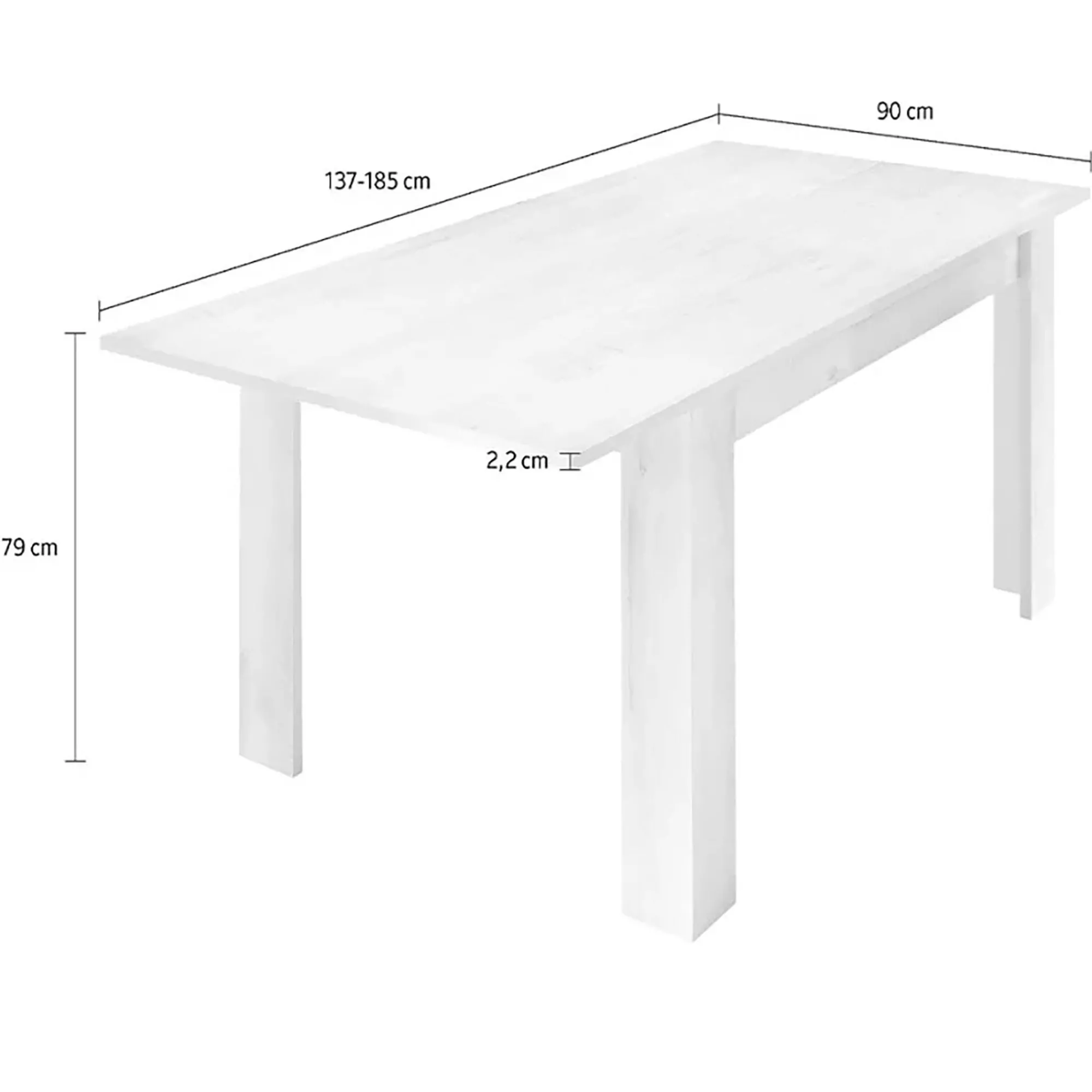 Tavolo allungabile Ddrummon, 137x90 h79 cm,<Dmora Outlet