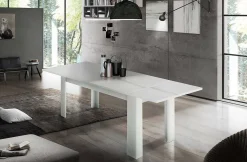 Tavolo allungabile Dkayod, cm 120/170x90h75, Bianco lucido Larice<Dmora Cheap