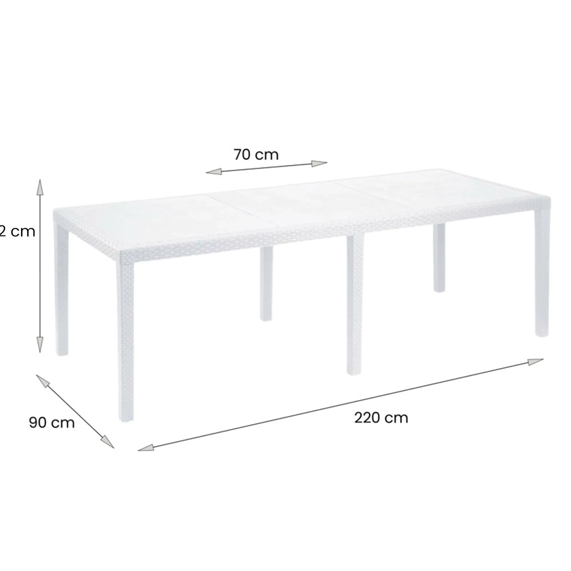 Tavolo da esterno Abbaviva, 150/220x90h72 cm,<Dmora New
