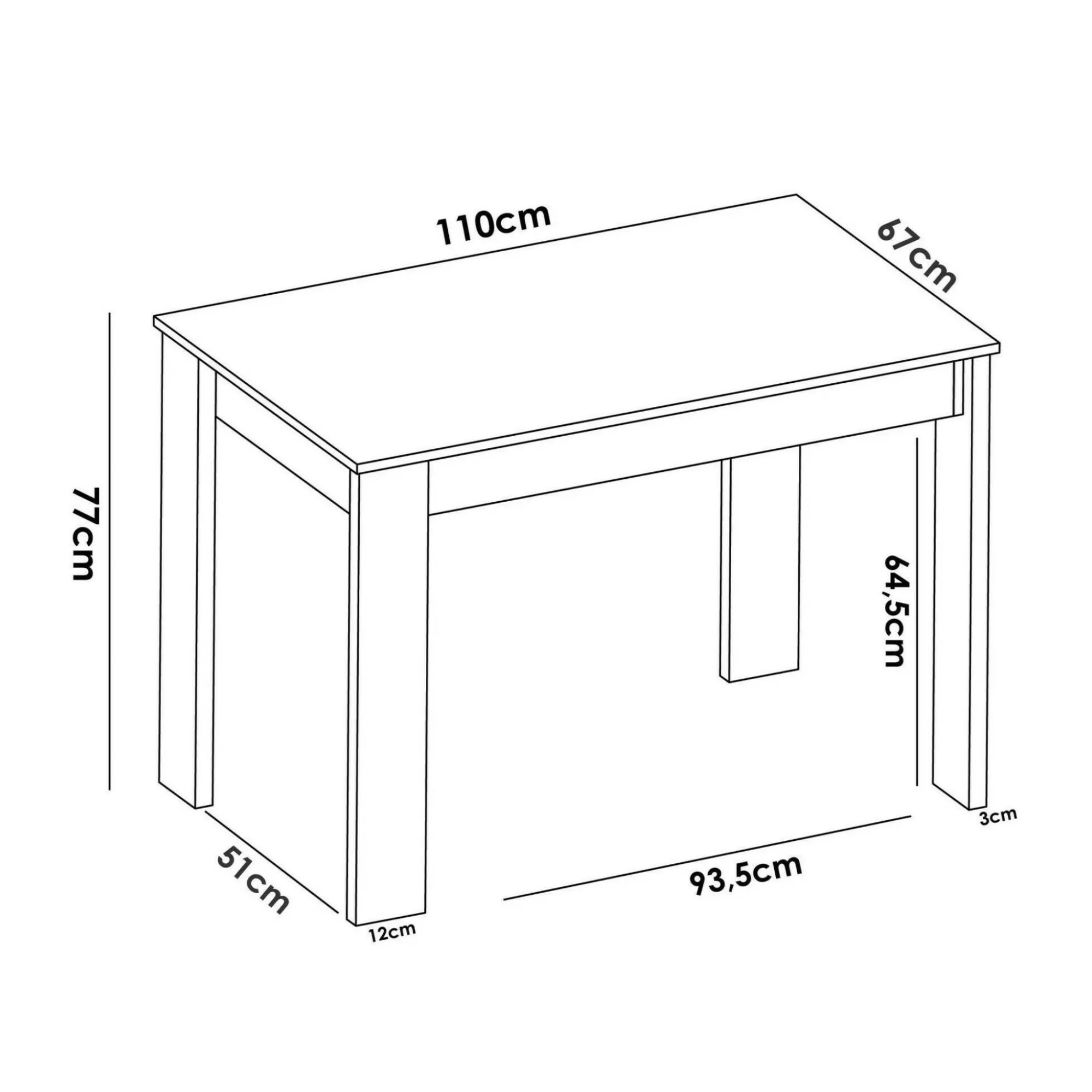 Tavolo fisso Amaranthya, 110x67h77 cm, Rovere Nodi e Bianco<Dmora Fashion