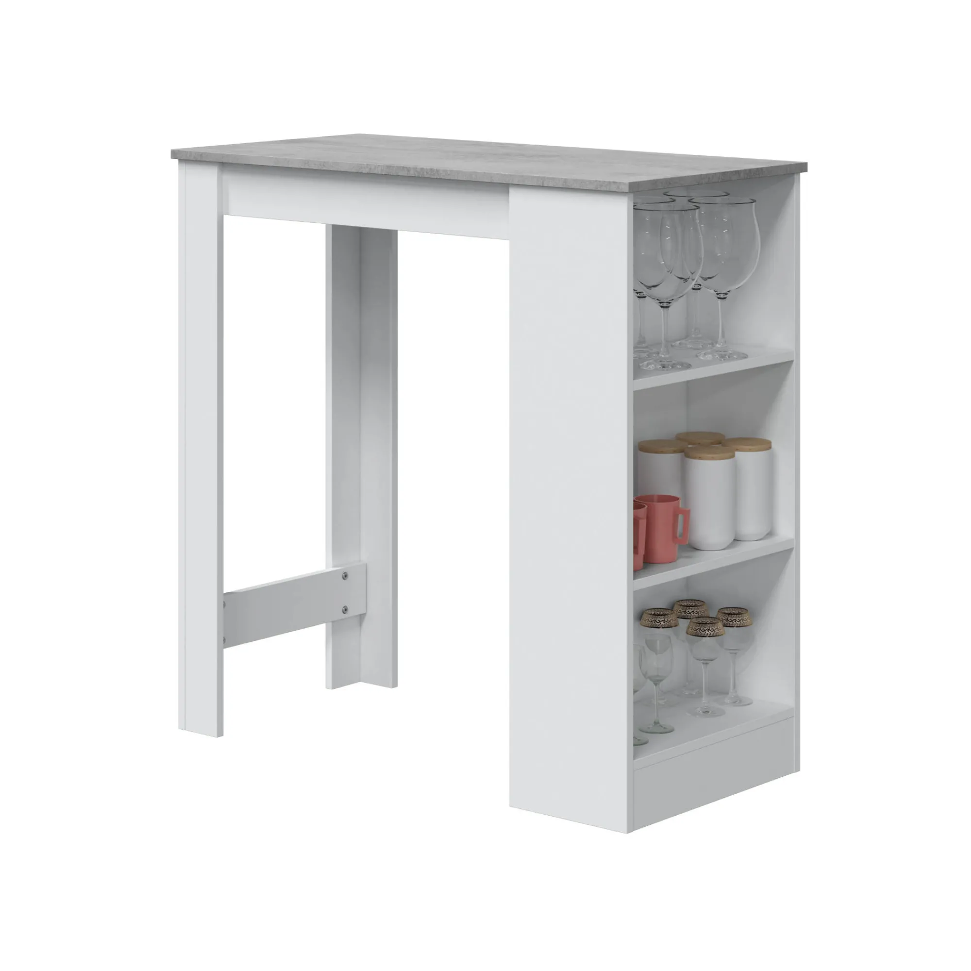 Tavolo fisso Andreoli, 103x50h105 cm, Bianco e Cemento<Dmora New