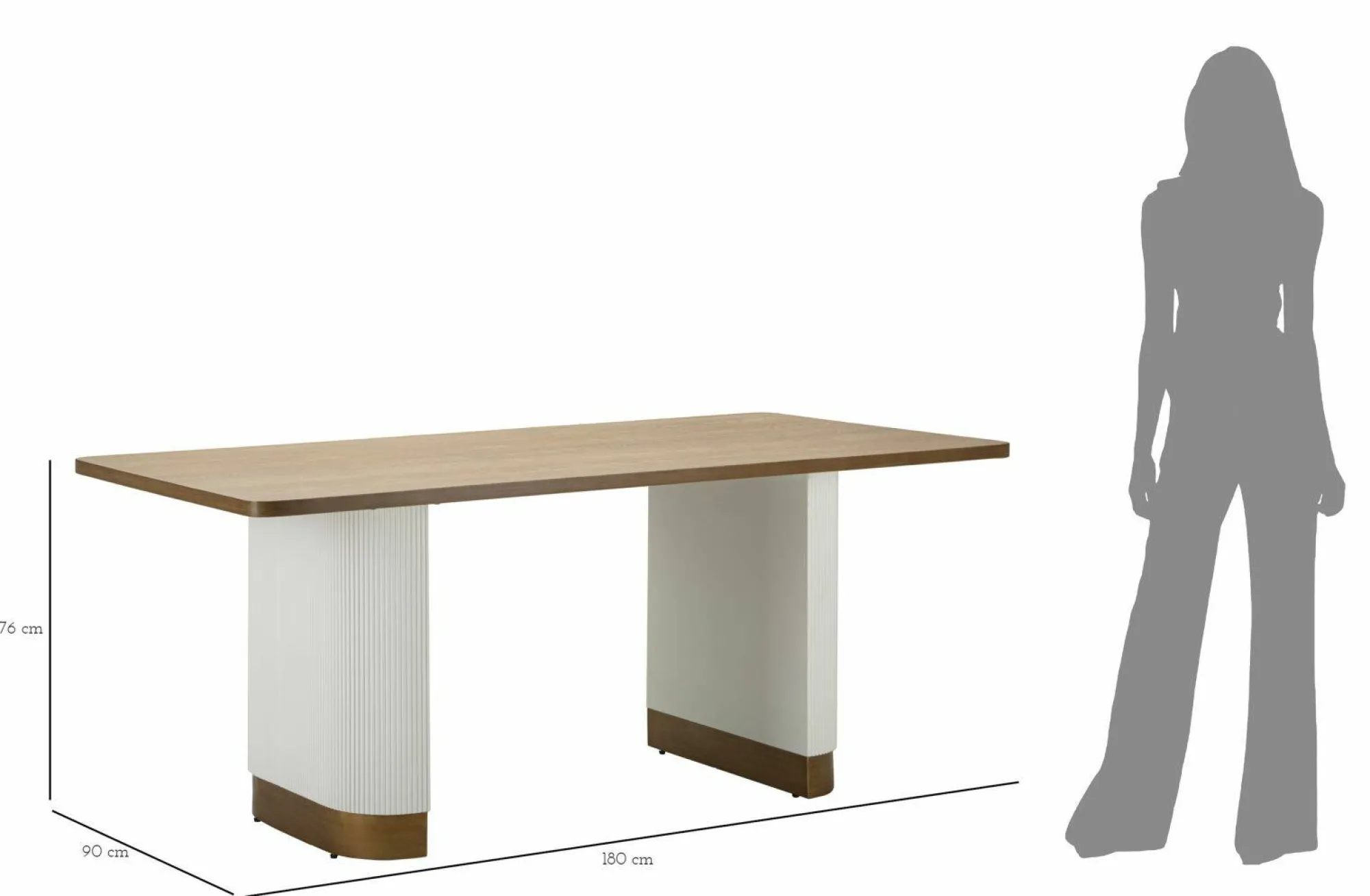 Tavolo fisso Brian, 180x90 h76 cm, Bianco e Marrone<Dmora Cheap